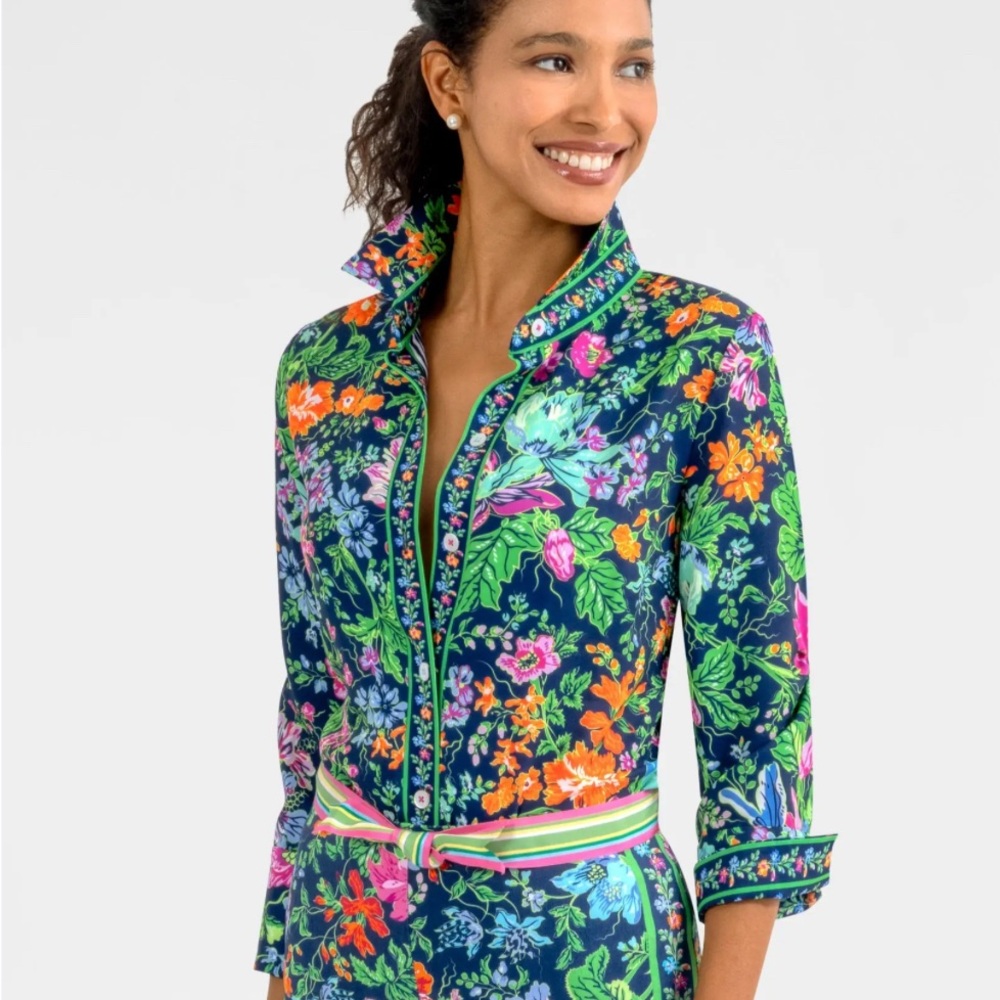 Gretchen Scott boyfriend Floral vintage vines Multicolor Dress New XS